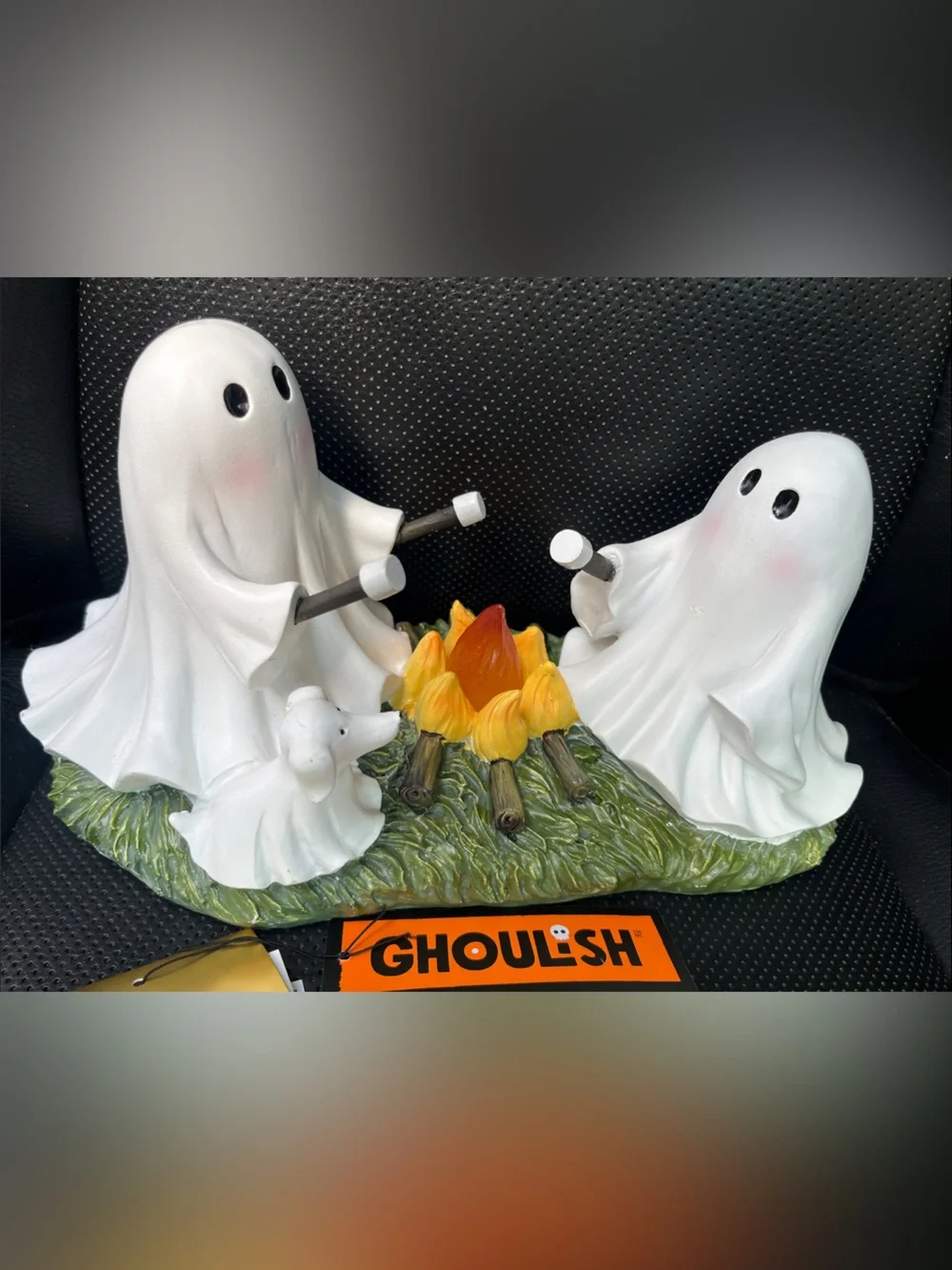 Ghosts Roasting Marshmallows with Orange Flame with dog. LED light